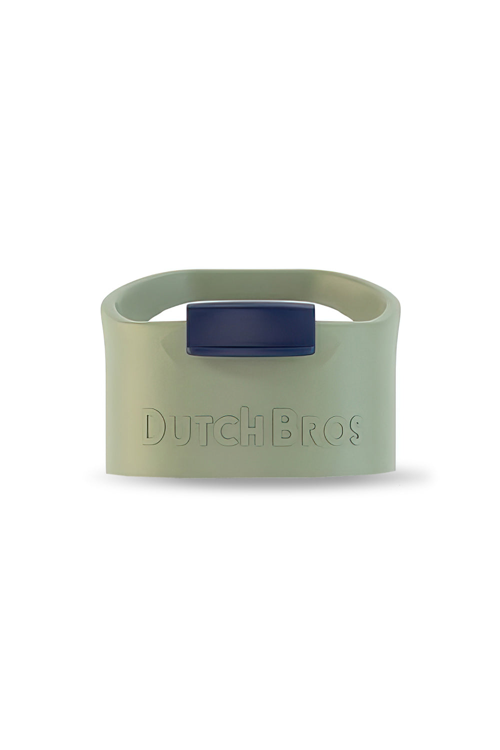 a green coffee lid with a navy flap for the idaho dutch bros coffee cup