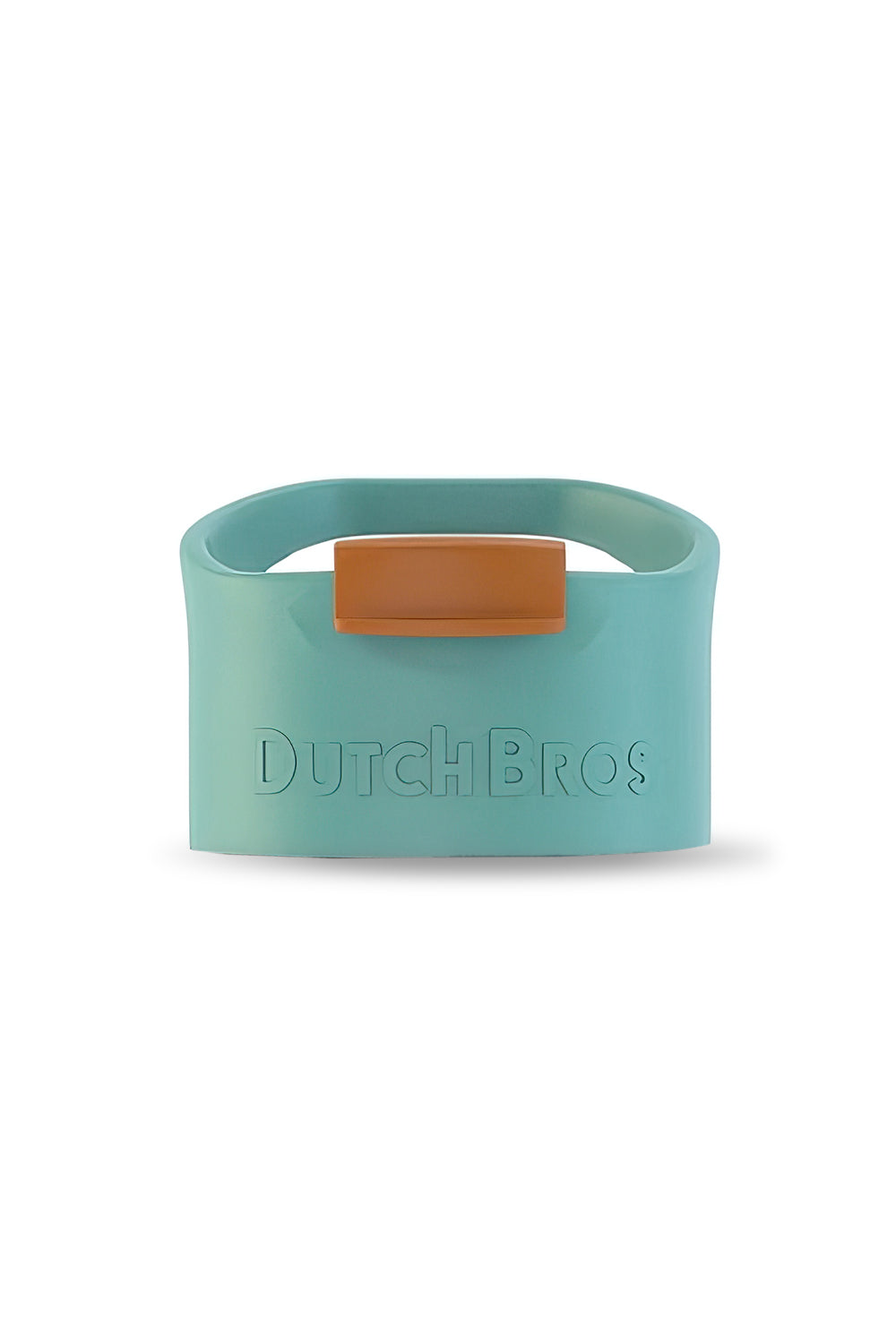 a teal and orange cap for dutch bros coffee cup, the nevada version