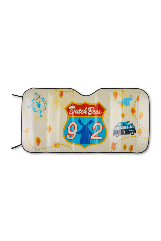 Car sunshade with vintage design on a white background
