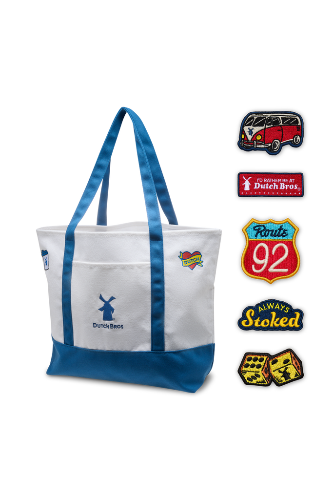 Buddix Logo Tote Bag ロゴトートバック　ピンバッジ Canvas Road Trip Tote with Limited Edition Patches – Dutch Bros Shop