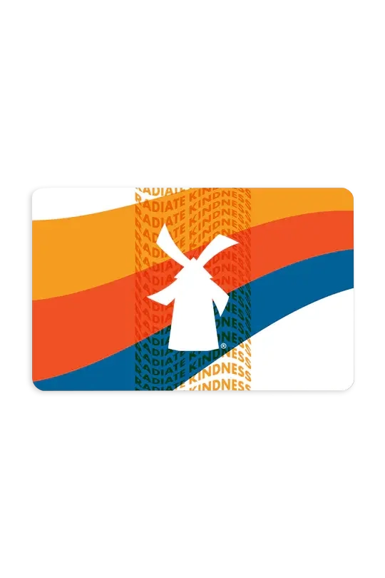 Colorful card design with a white icon and text on a white background