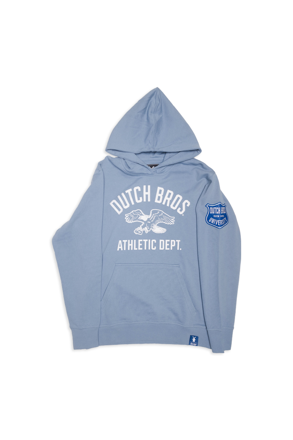 light blue dutch bros athletic dept hoodie